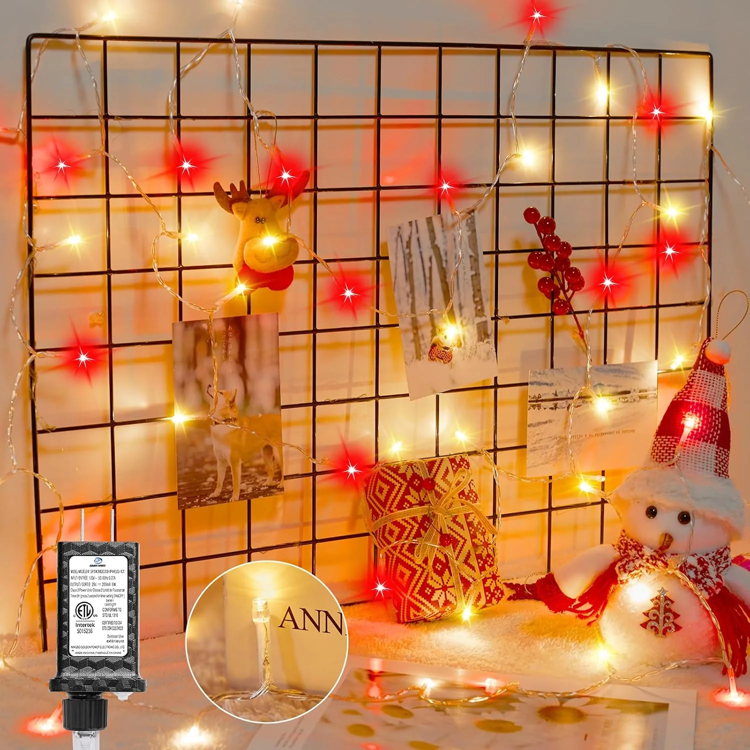 Minetom Christmas Lights Outdoor Cluster Lights, Red & Warm White, 10FT 200LED, photo 2