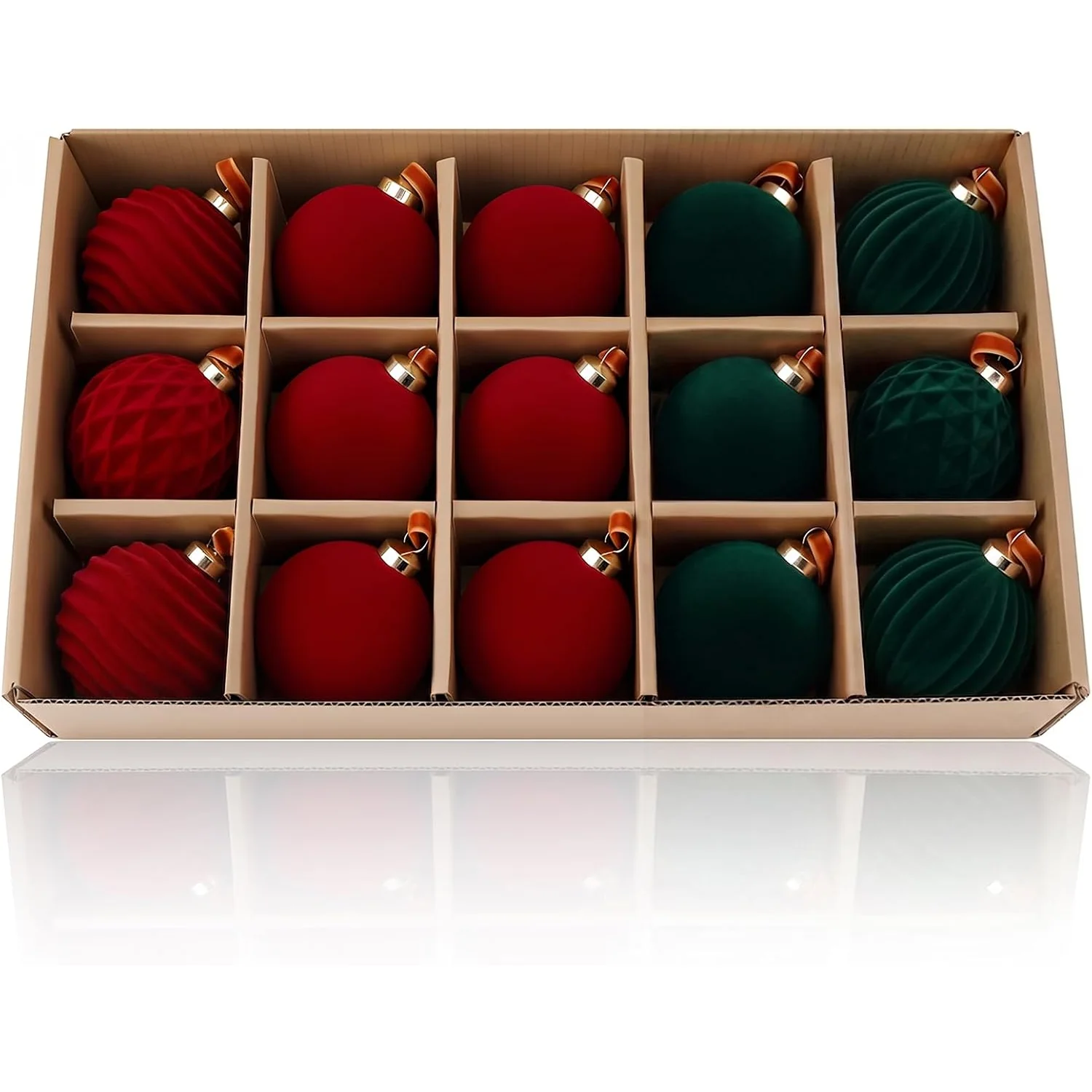 Minetom 15pcs Burgundy & Green Christmas Ornaments, photo 2