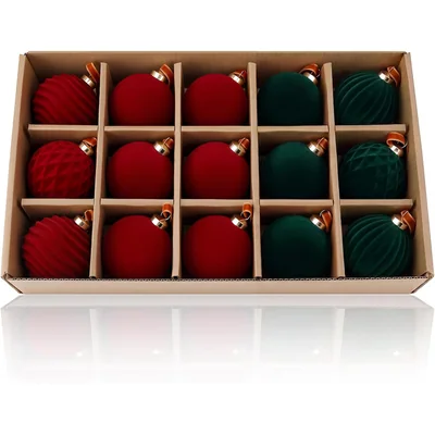 Minetom 15pcs Burgundy & Green Christmas Ornaments, thumbnail 2