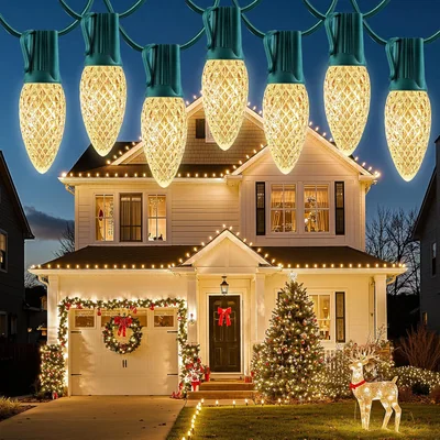 Minetom C9 Christmas Lights Outdoor, 100FT 100LED Pure White Outdoor Lights, thumbnail 3