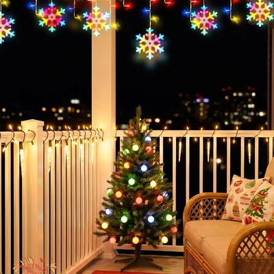 Minetom Icicle Lights Outdoor with Snowflake, 20FT 200 LED Icicle Light, thumbnail 2