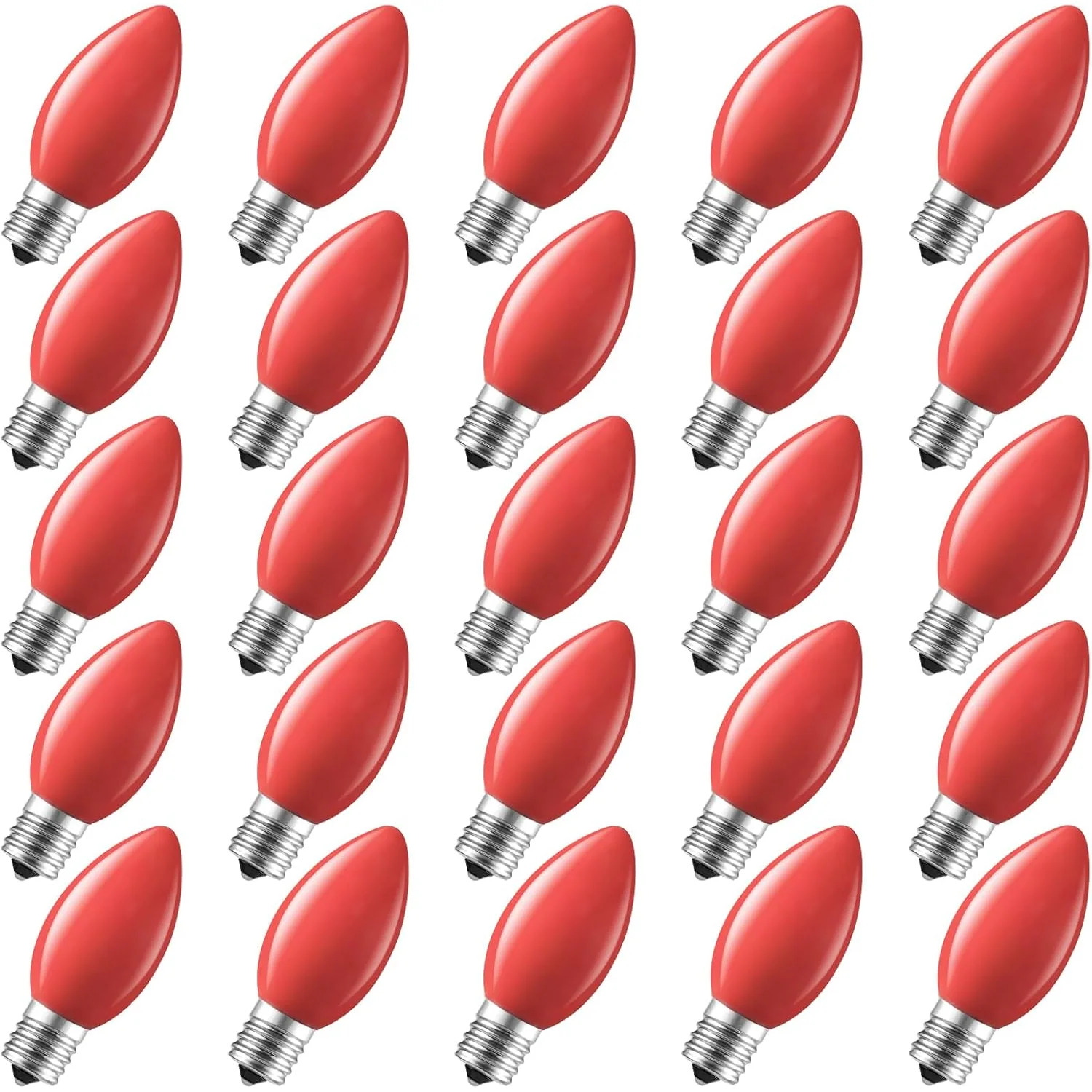 Minetom 25 Pack C9 LED Christmas Light Bulbs, Red Plastic C9 Shatterproof LED Bulbs, photo 1