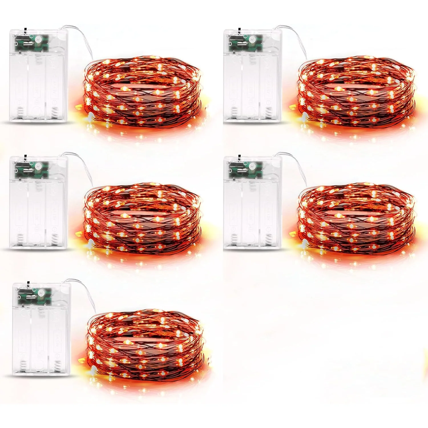 Minetom Fairy Lights Battery Operated, 5 Pack 7 FT 20 LED String Lights, Orange, 5 Pack, photo 6