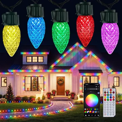 Minetom 115FT 100LED Smart C9 Christmas Lights Outdoor with App Control, thumbnail 1