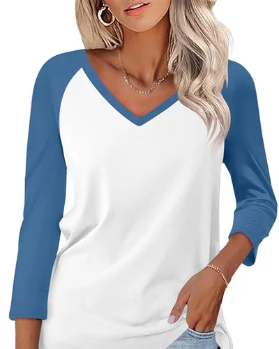 Minetom Women's 3/4 Length Sleeve Tops V Neck T Shirts Casual Basic Tees, thumbnail 22