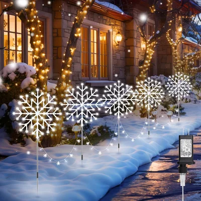 Minetom Snowflake Lights Outdoor, 10 Large Snowflake Christmas Pathway Lights, thumbnail 1