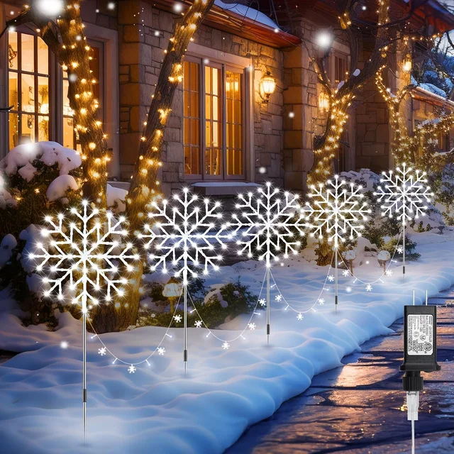 Minetom Snowflake Lights Outdoor, 10 Large Snowflake Christmas Pathway Lights
