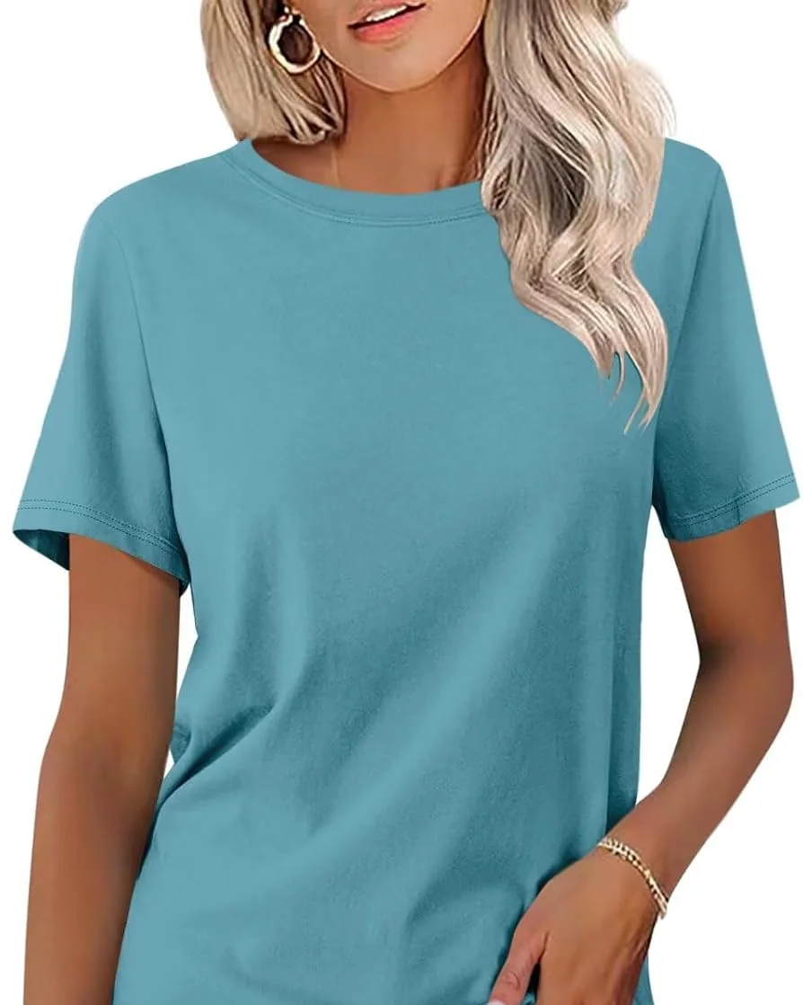 Minetom Womens Color Block T Shirts Short Sleeve Tops Summer Tees, Mint, Small, photo 25