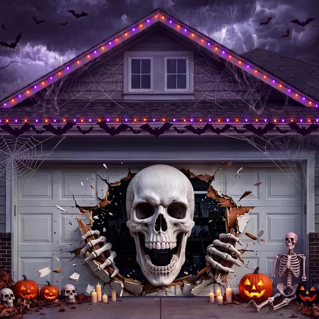 Minetom 7x16ft 2026 Halloween Garage Door Cover