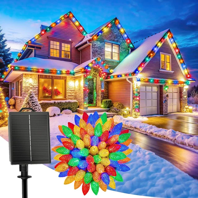 Minetom Solar Christmas Lights Outdoor, 50 LED C9 String Lights