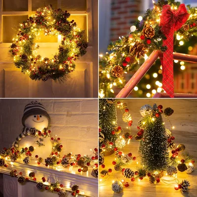 Minetom Christmas Pine Lighted Garland Decor, thumbnail 2