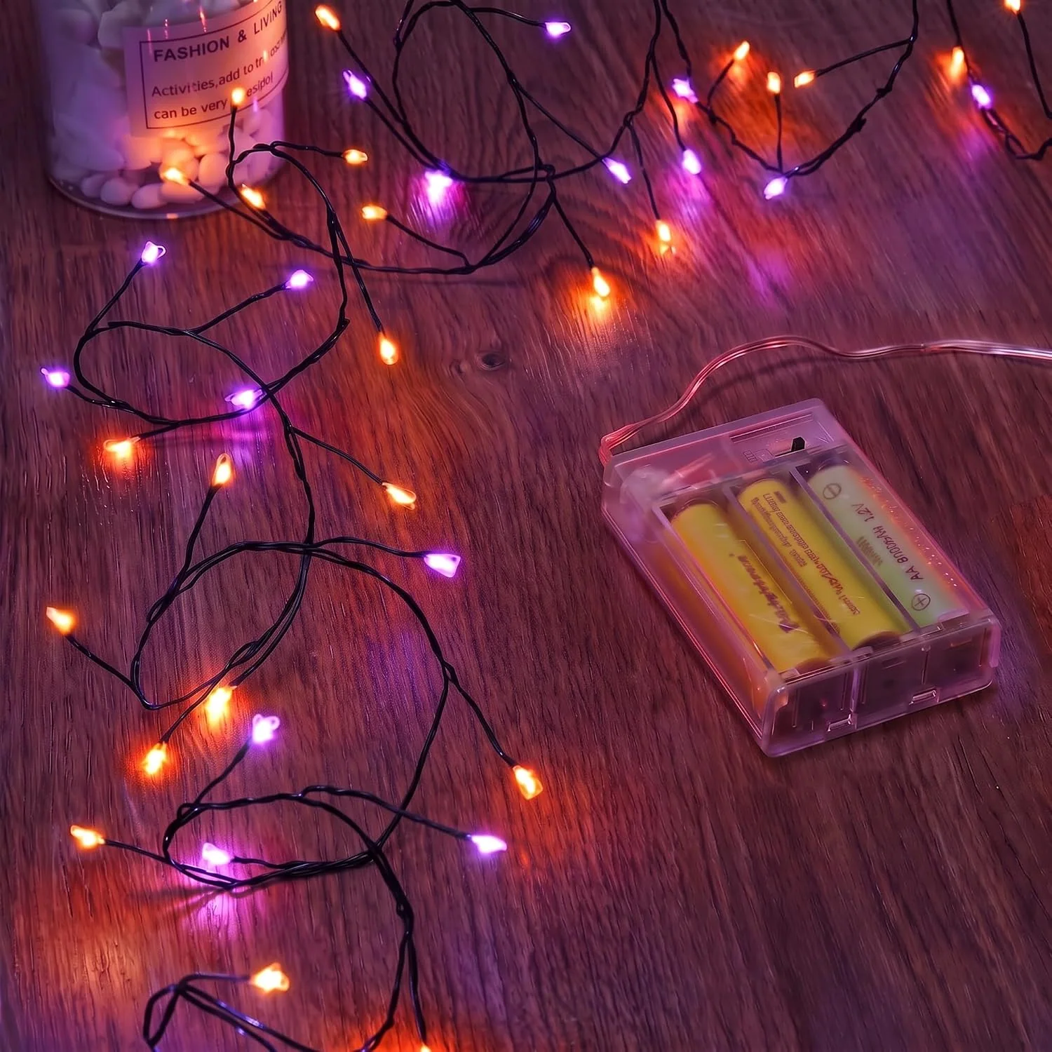 Minetom Fairy Lights Battery Operated, Twinkle String Lights 5ft 60LED, Orange & Purple, 1 Pack, photo 12