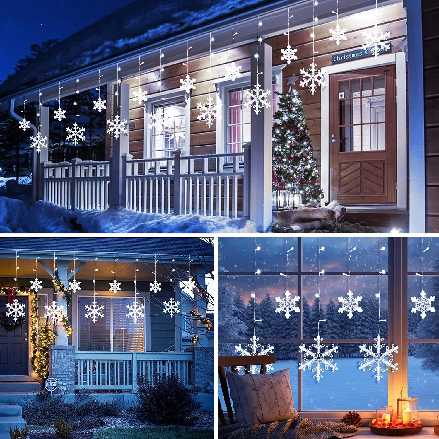 Minetom Christmas Snowflake Icicle Lights, photo 2