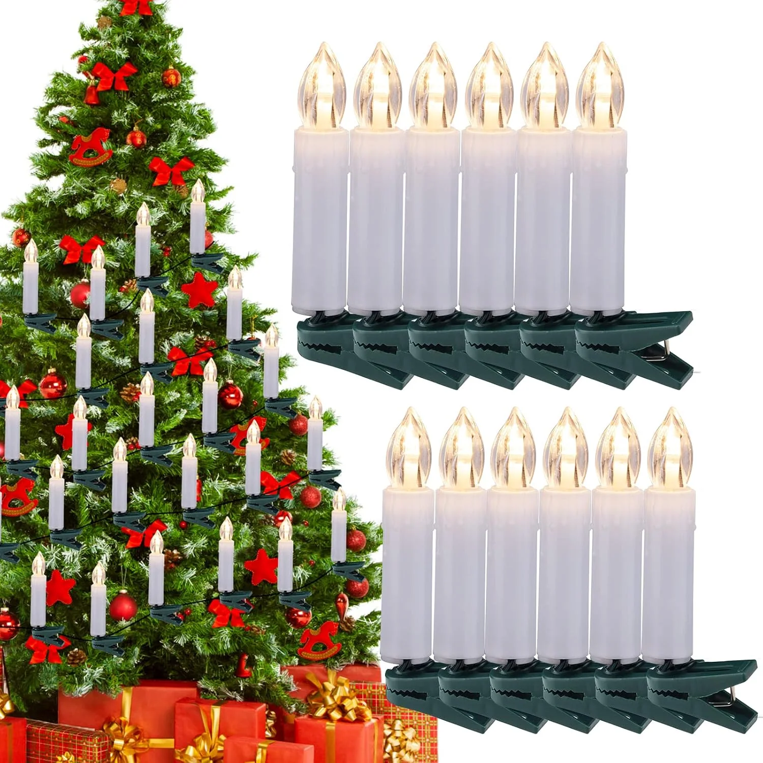 Minetom 48ft 50 LED Connectable Flameless Candle Lights for Christmas Tree, photo 4